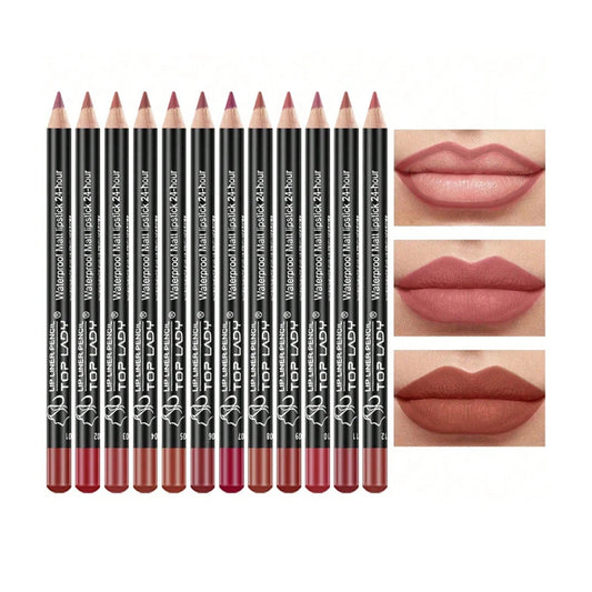 Delineadores de Labios Nude – Set Profesional de 12 Piezas